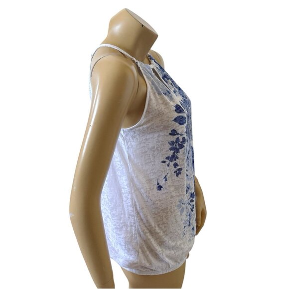 INC Womens Size Small Sheer Floral Print Sequined Keyhole Neck Tank Top Shirt - Picture 3 of 7